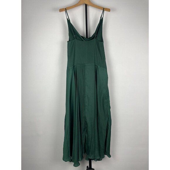 Selfie Leslie Forest Green Ava Cowl Neck Satin Drawstring Midi Dress Size XS - Picture 8 of 12